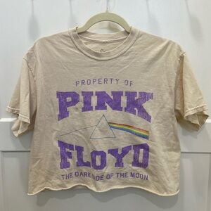 Pink Floyd Graphic Cropped Tee - Cream and Purple